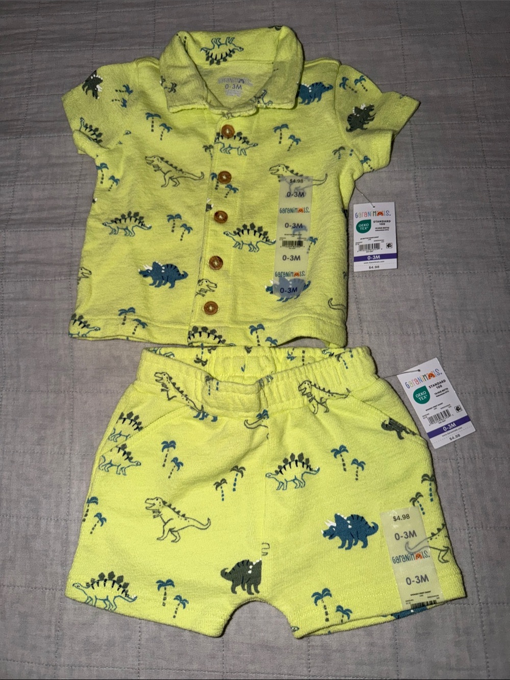 Garanimals Lime Baby Dino Shirt & Shorts Set